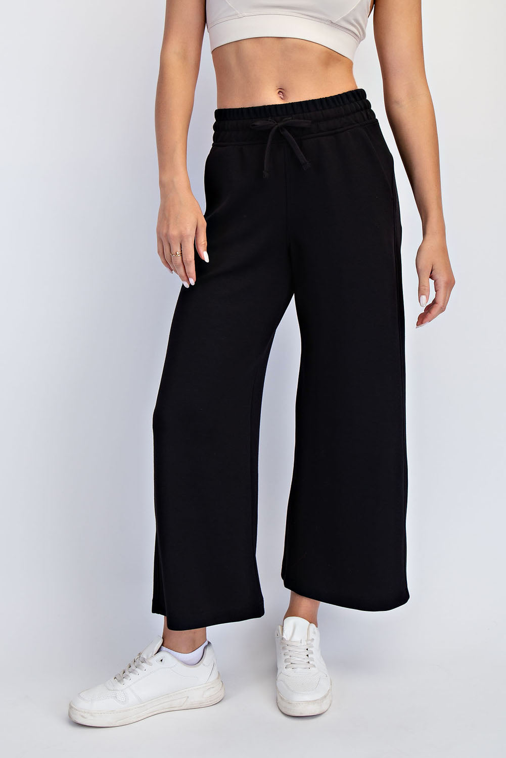 Modal Cropped Scuba Wide Leg Pant