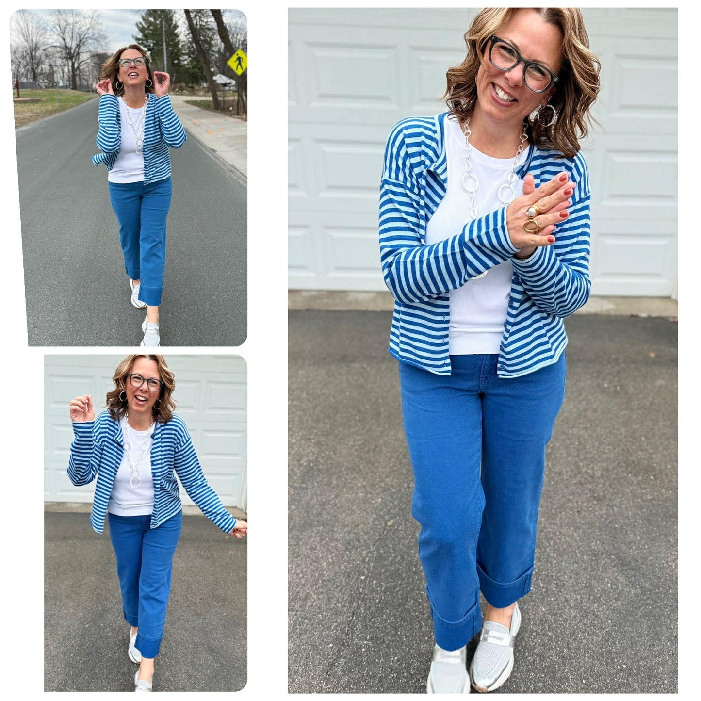 Wide Crop Cuff Bright Blue Jeans by Mica