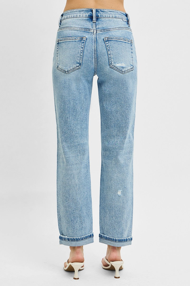 High Rise Ankle Boyfriend Distressed Jeans by Risen