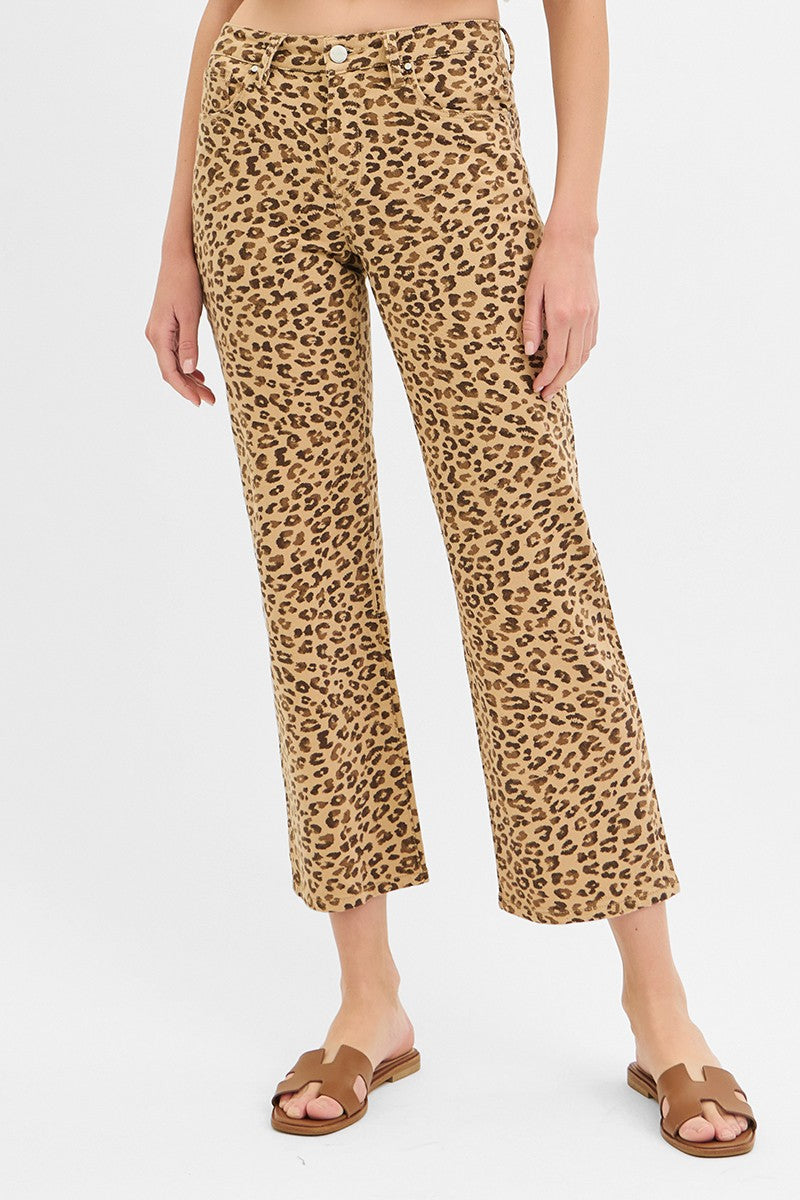 Leopard Slim Straight Jeans by Risen