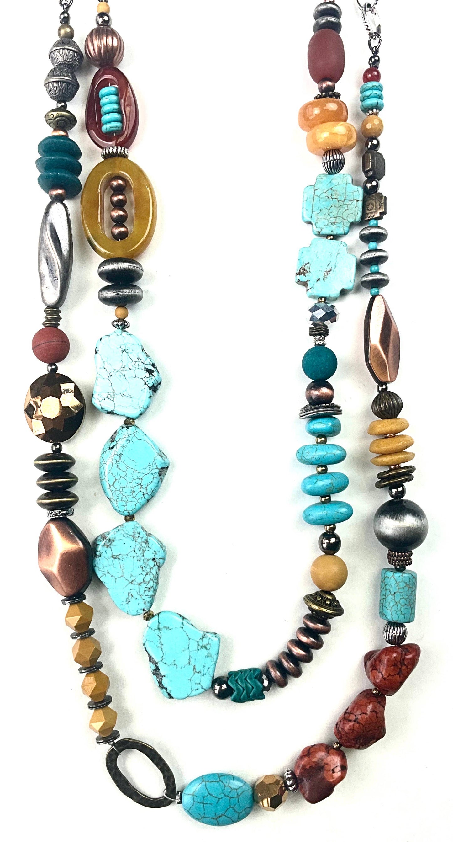 LONG DBL. STD. MIXED CHUNKY BEADED Statement Necklace by Lost and Found