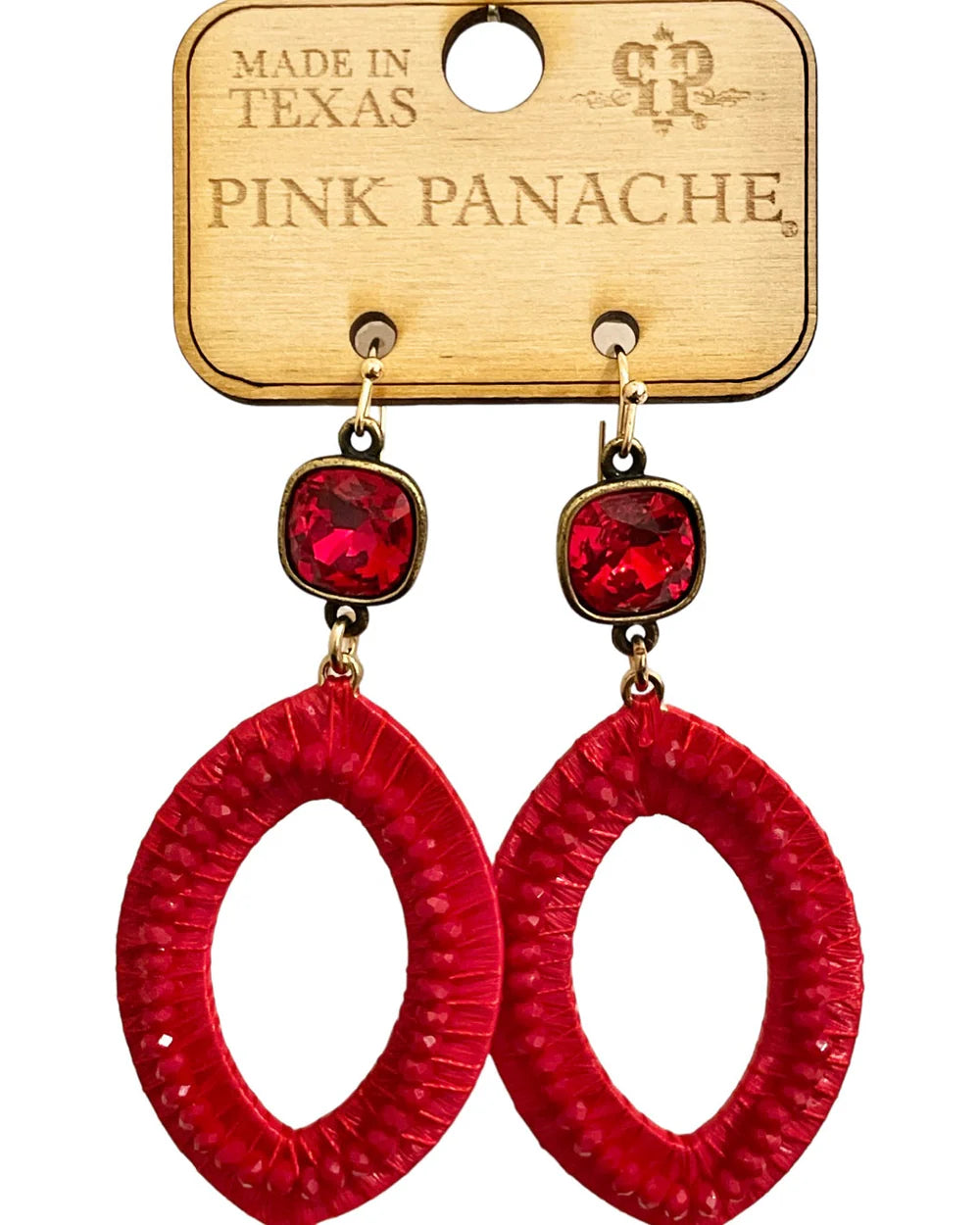 Woven Pointed Oval Austrian Crystal Earrings