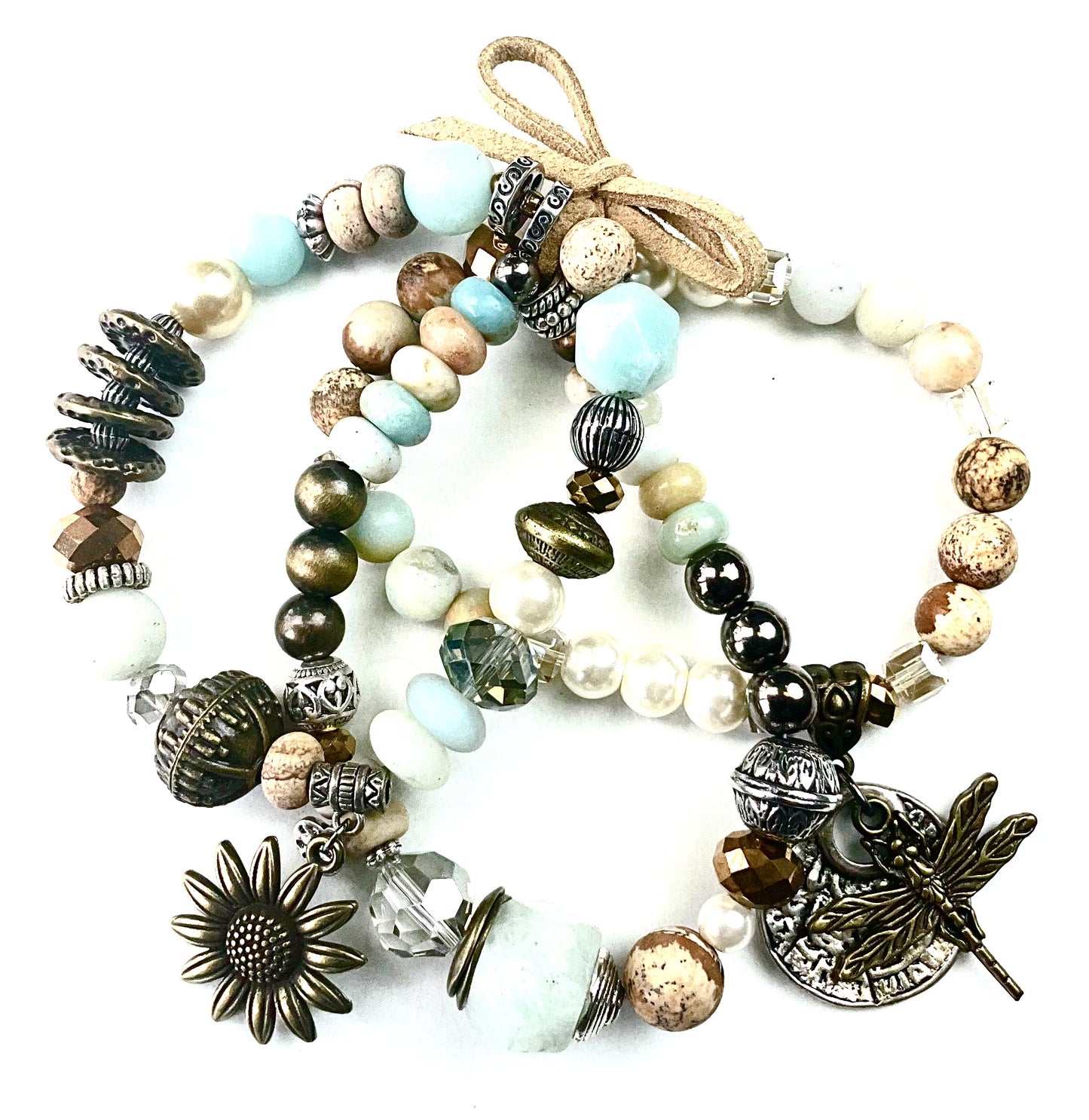 Mixed Media Bracelet with Charms