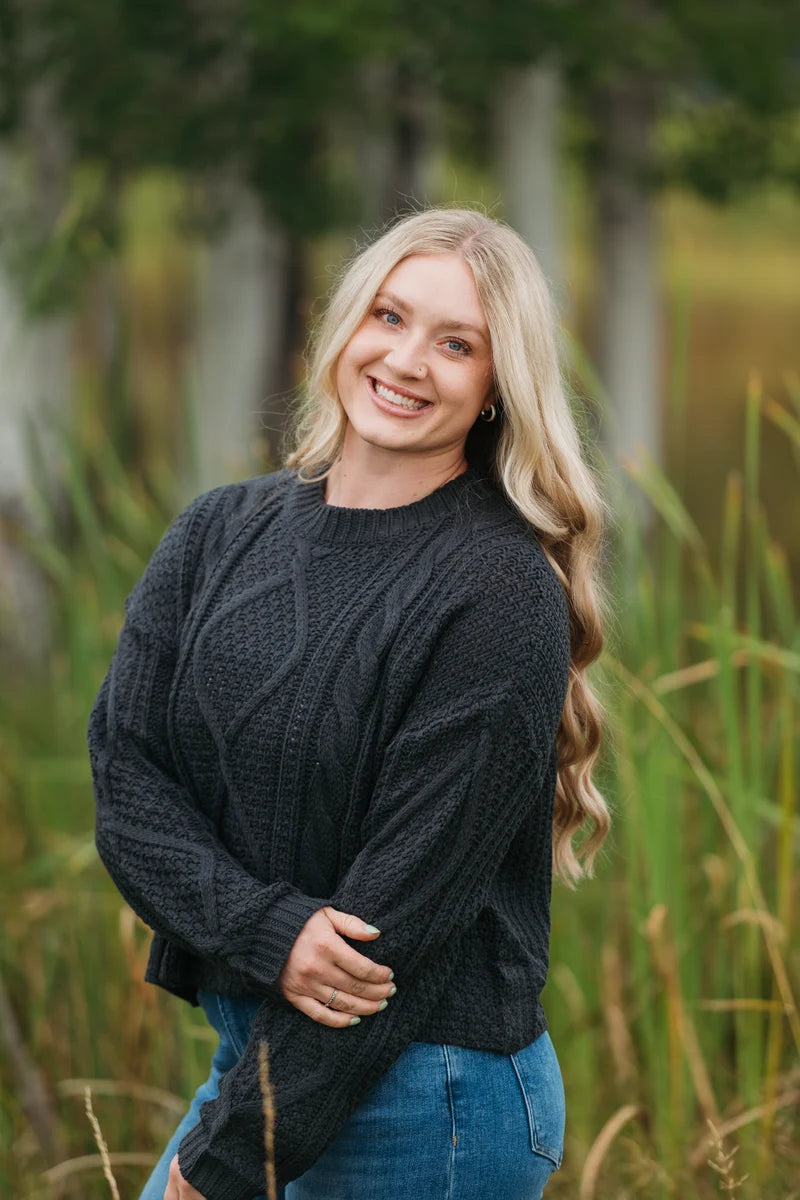 Cable Crew Neck Knit Sweater by Michelle Mae