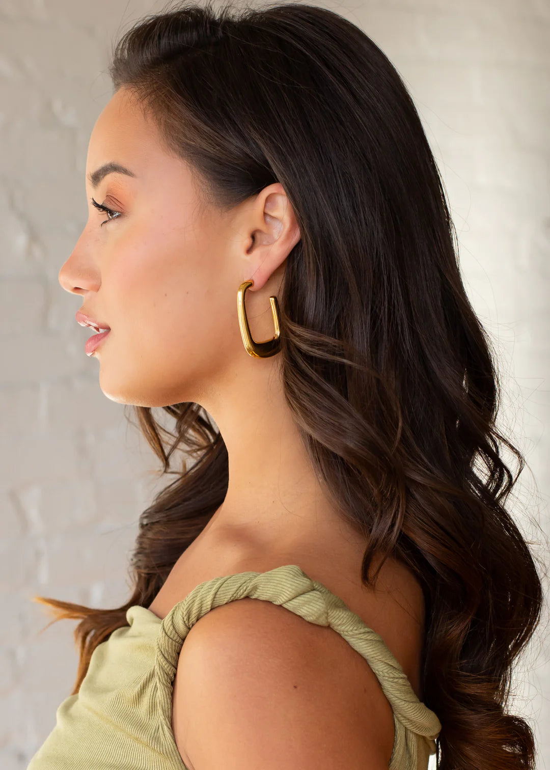 Gold Square Bold Hoops Waterproof