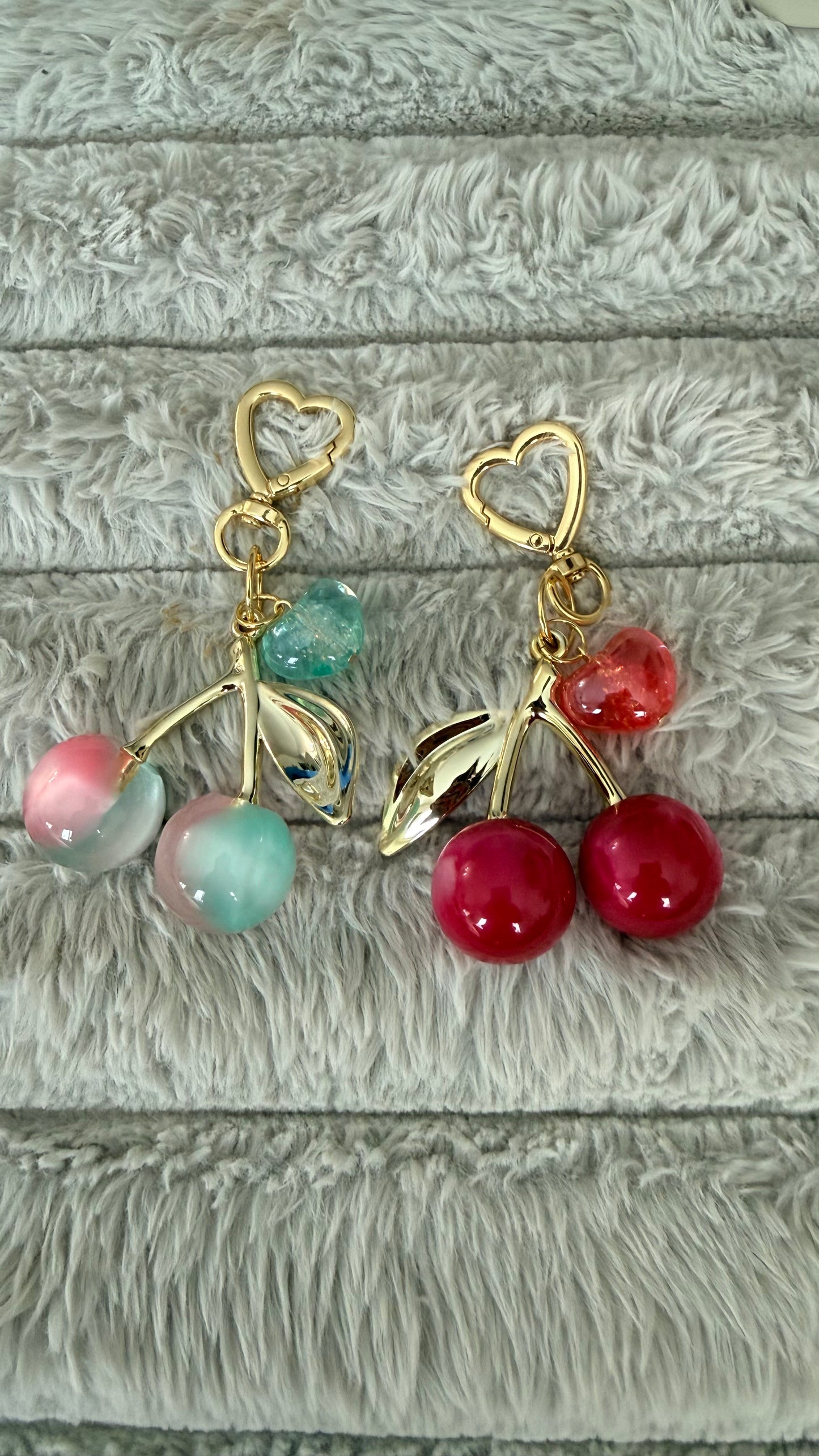 Cherry and Heart Bag Charms