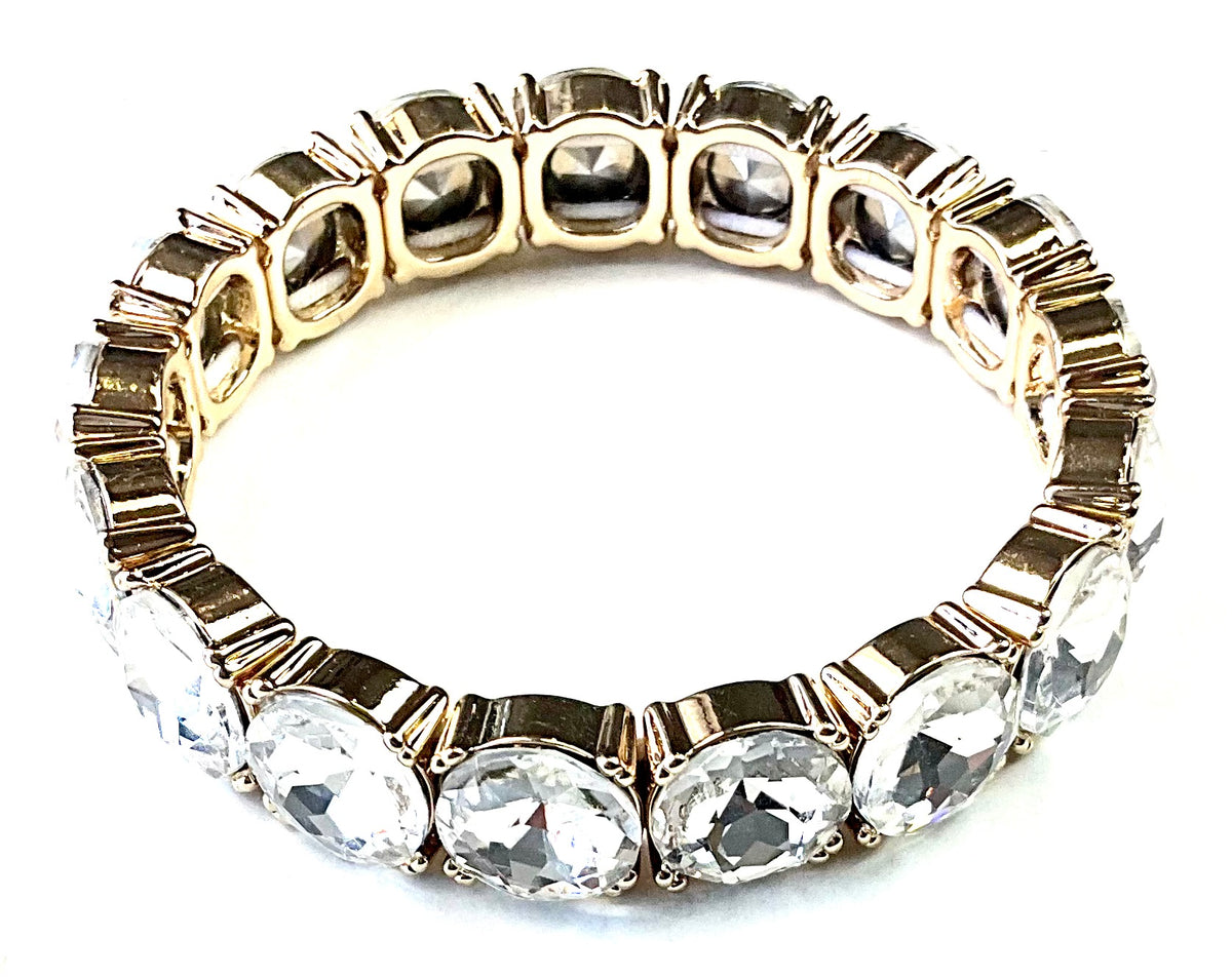 Single Strand Gold Crystals Stretch Bracelet