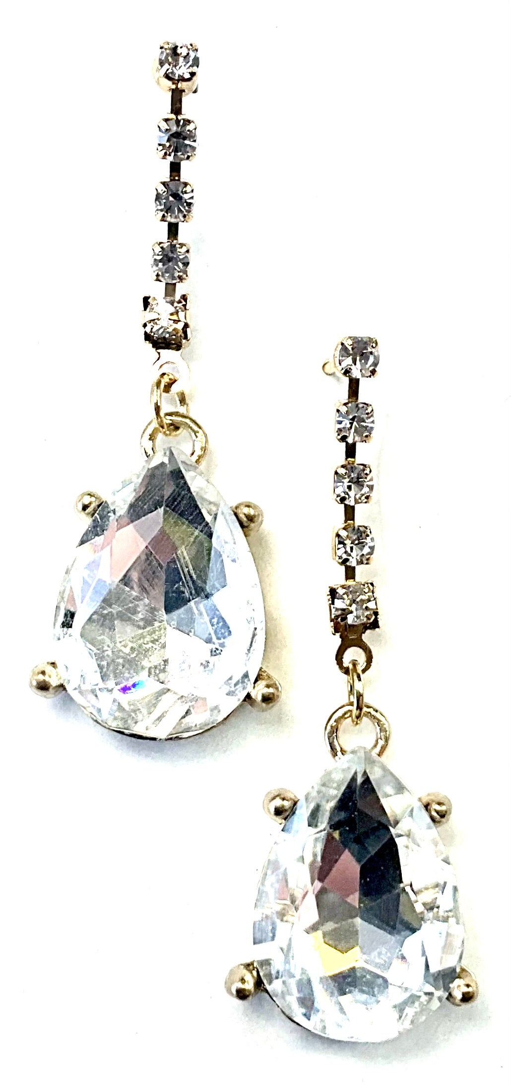 Pave Chain with Crystal Drop earrings by Lost and Found