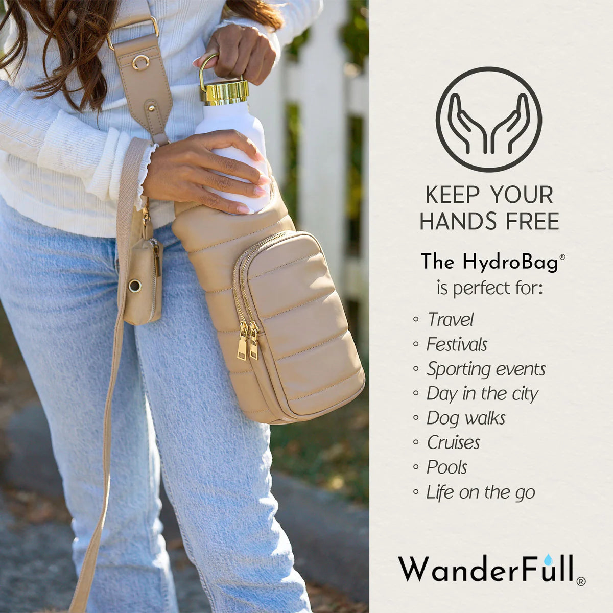 TAUPE VEGAN LEATHER HYDROBAG® WITH STRAP BUNDLE- OPRAH'S FAVORITE THINGS