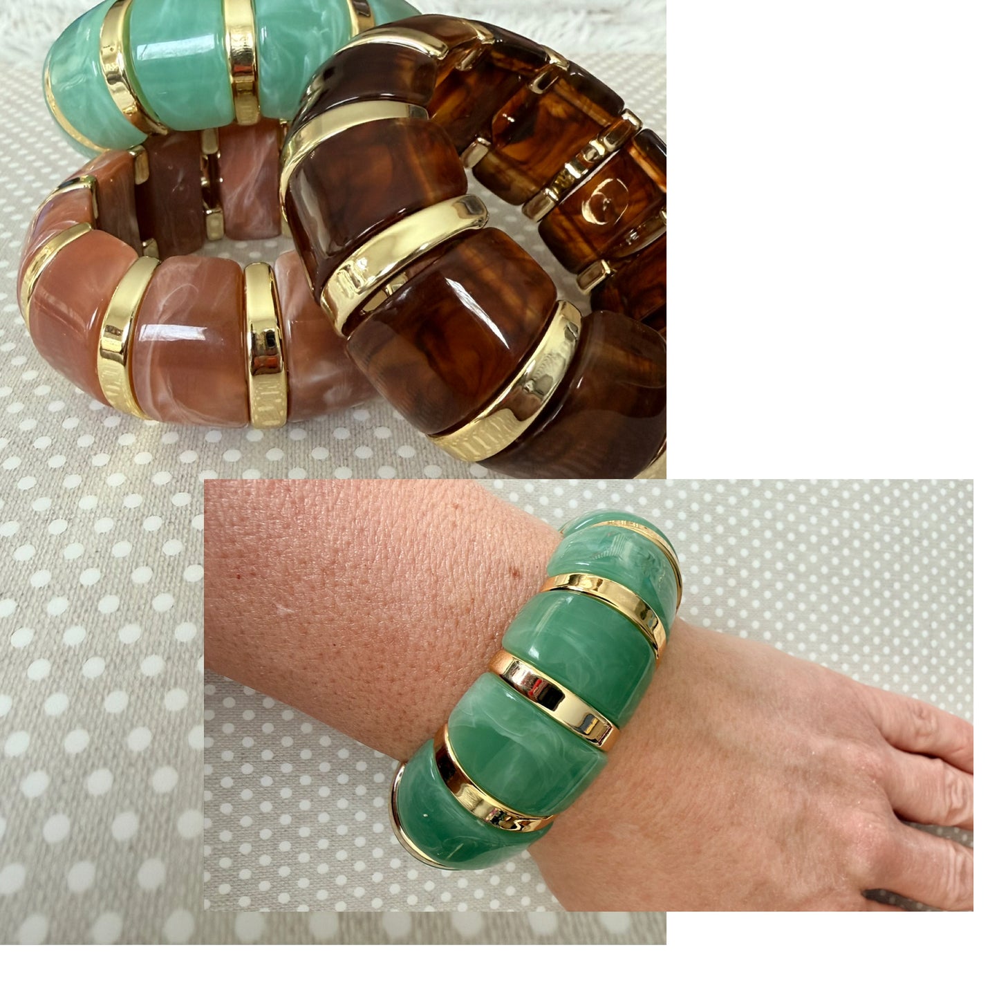 Resin and Gold Statement all Stretch Bracelet