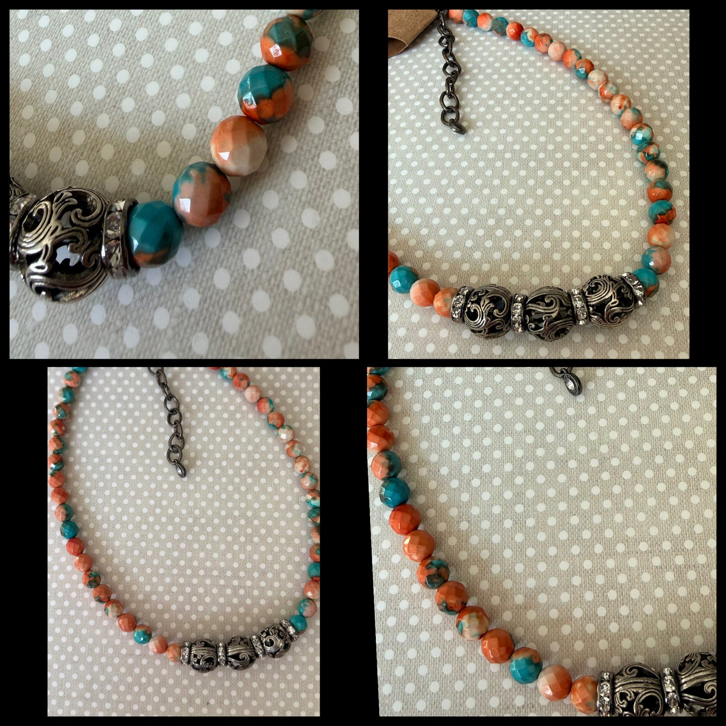 Faceted Orange Turquoise Agate Necklace