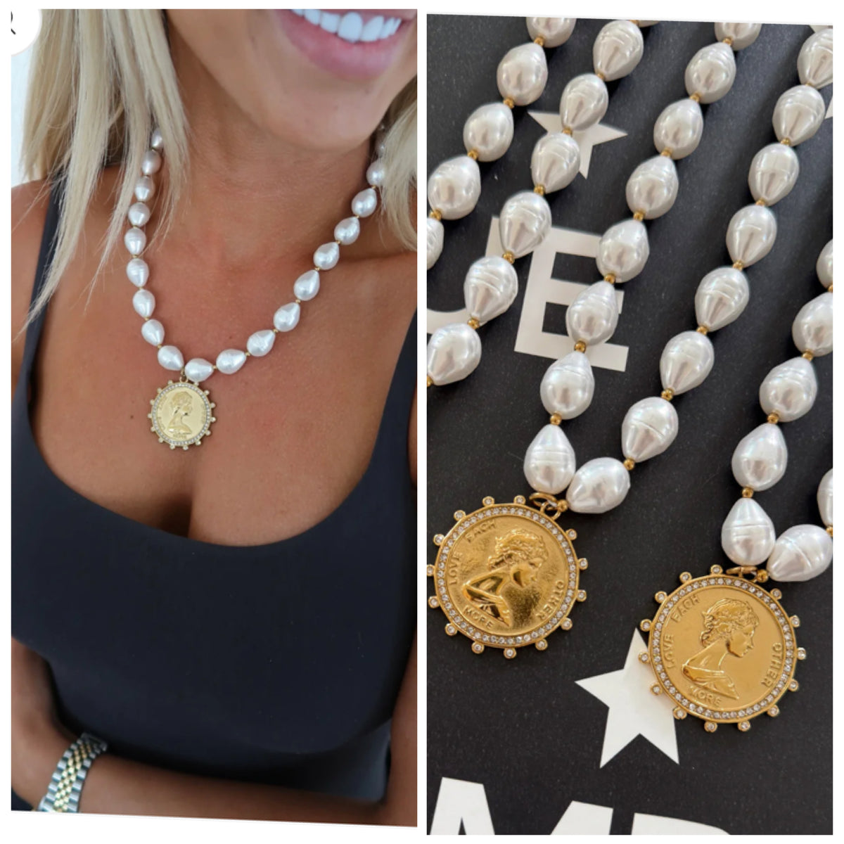 Gia Coin and Pearl Necklace
