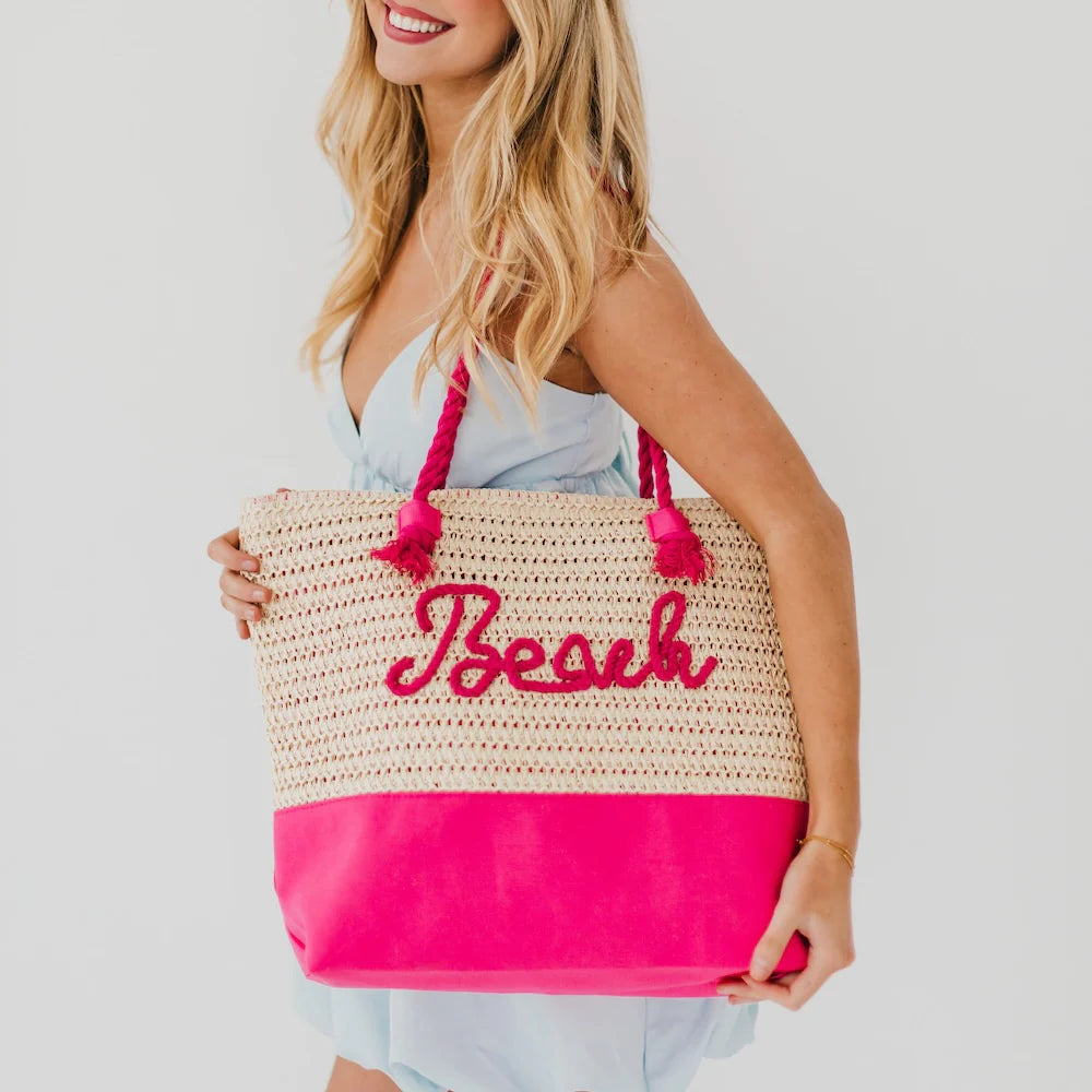 Beach Raffia Tote Bag