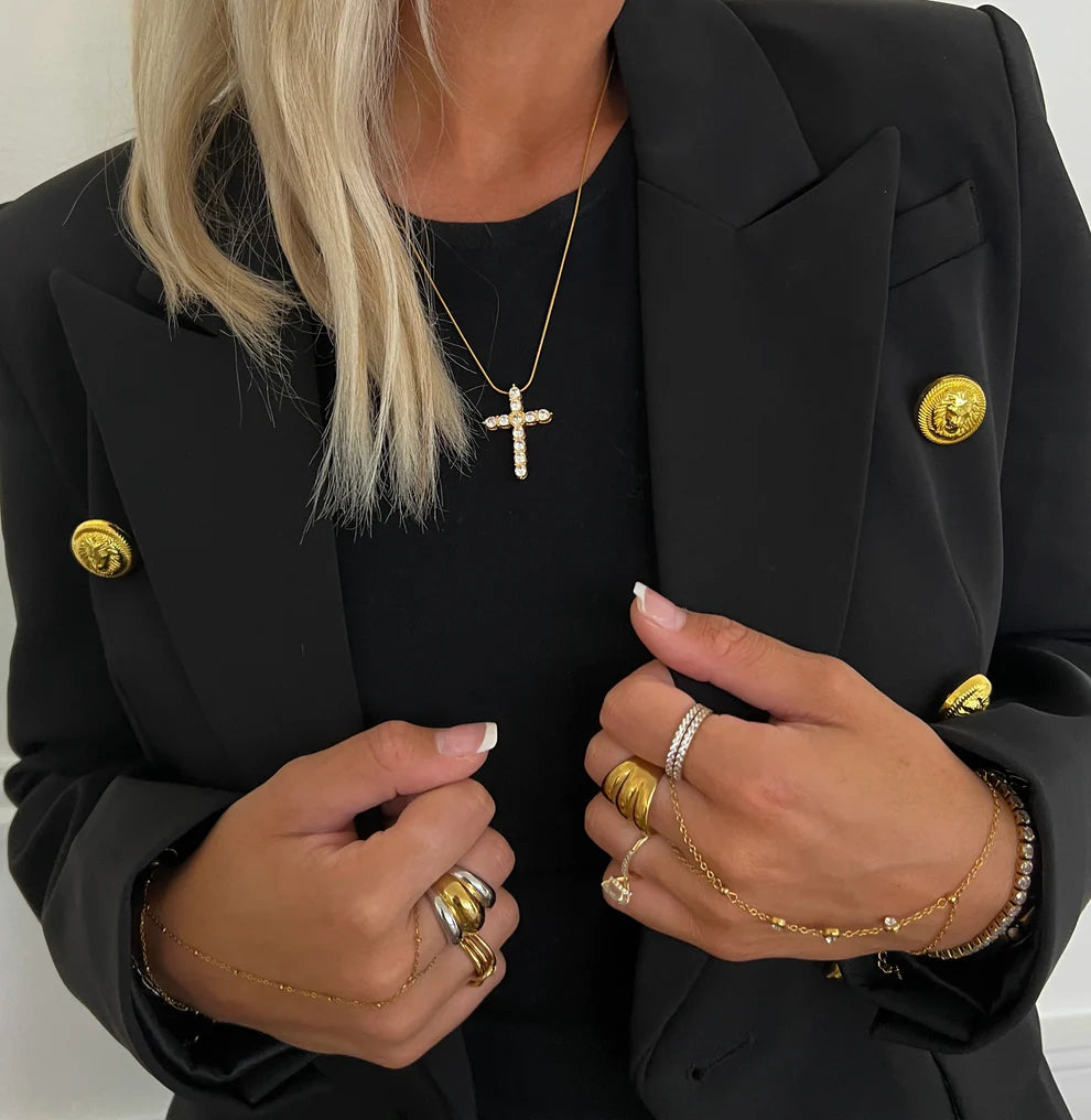 Xlarge Cross Pendant with Stones from Chan Sutt