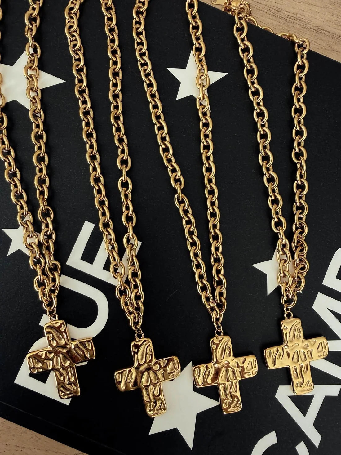 Hammered Cross Necklace by Chansutt