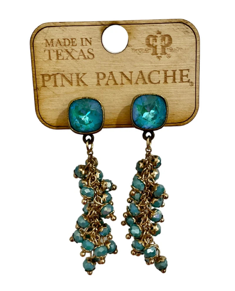 Turquoise Bead Fringe Earrings