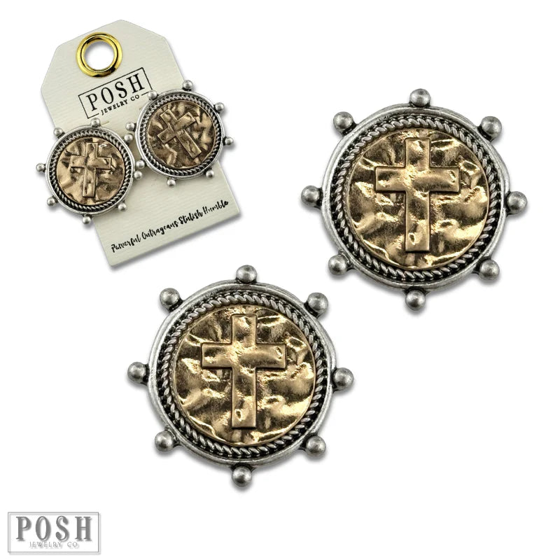 Coin Cross Earrings