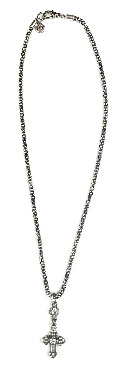 Simple Silver Cross Necklace by Lost and Found