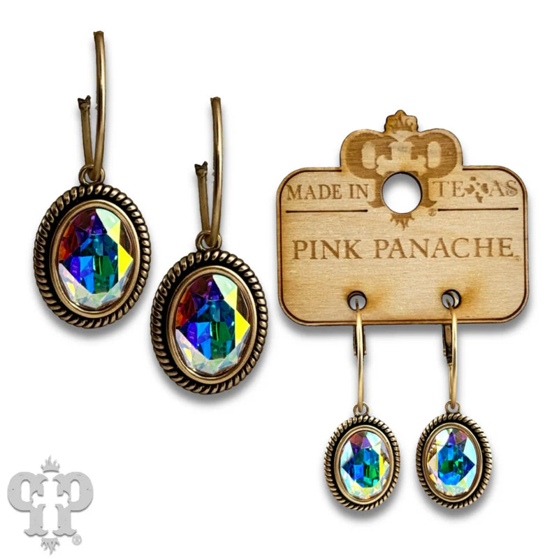 Medium Oval Crystal Drop Earrings