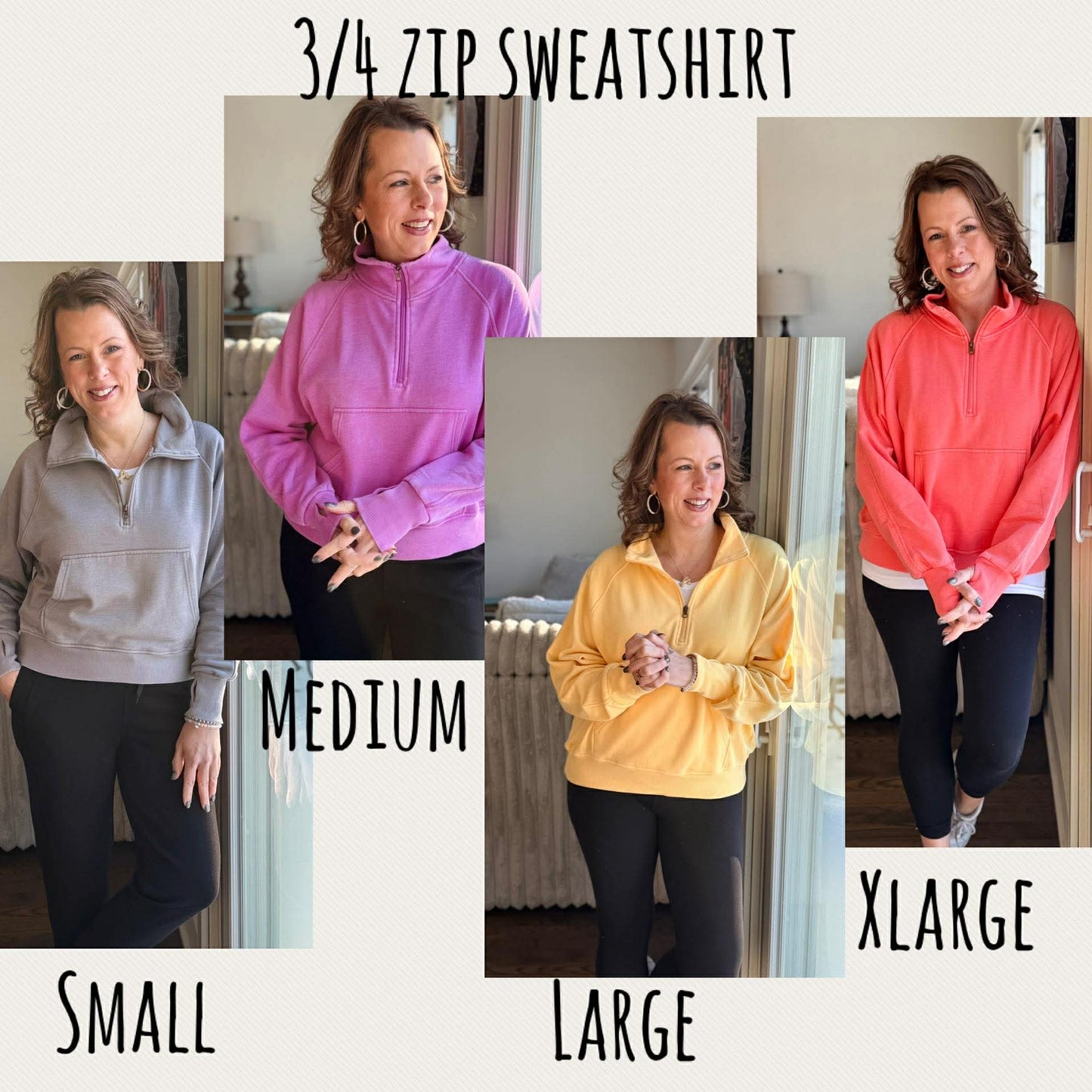 3/4 Zip Sweatshirt (Multiple Choices)