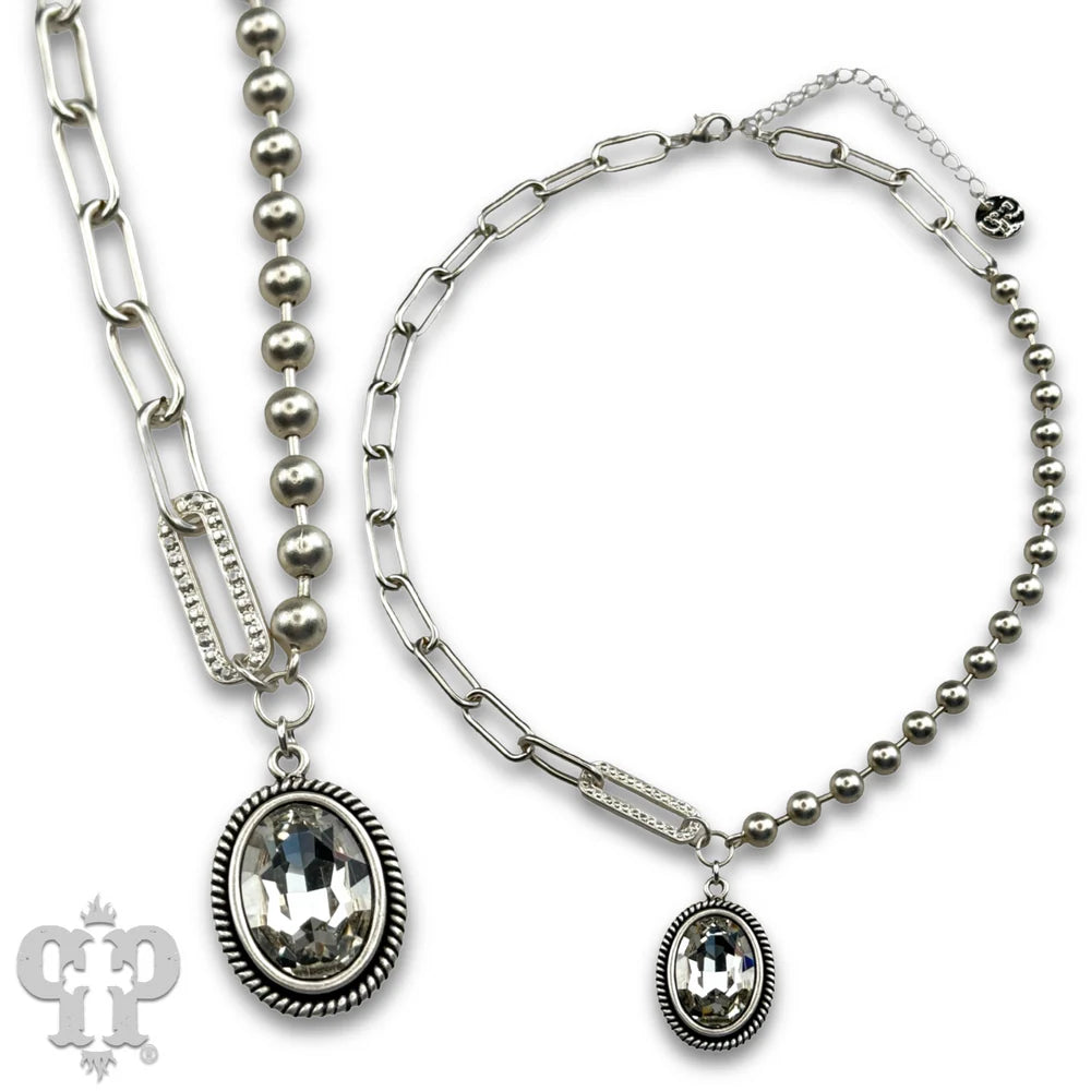 Mixed Chain Necklace with Small Bold Pendant