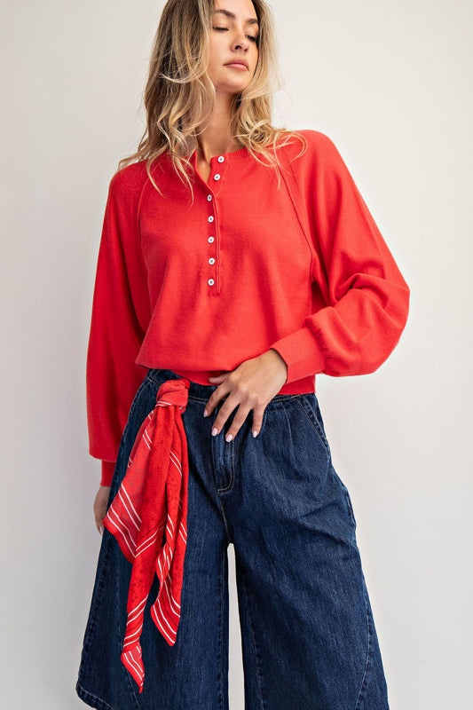 Cozy Half Button Pullover Sweater