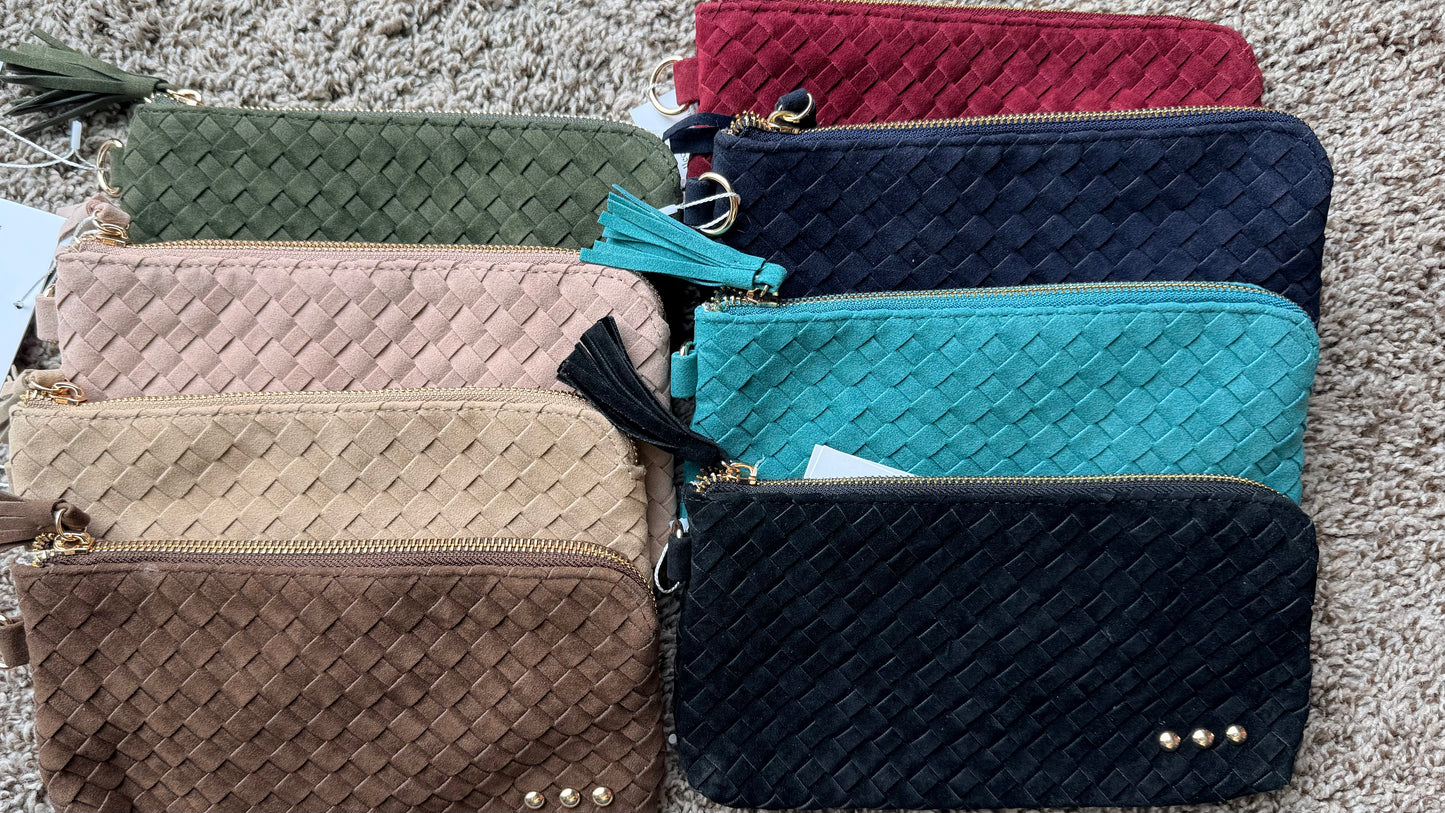 Emma Suede Wristlet Clutch