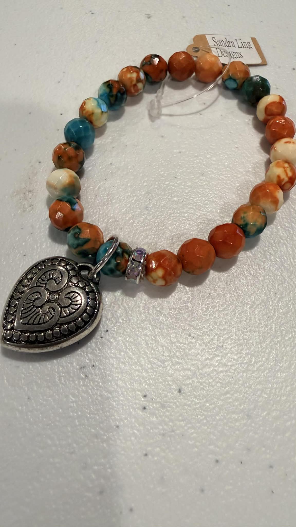Charm Bracelet Coral and Turquoise From Sandra Ling