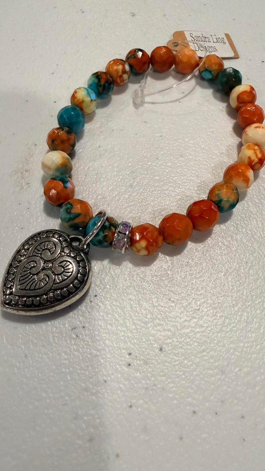 Charm Bracelet Coral and Turquoise From Sandra Ling