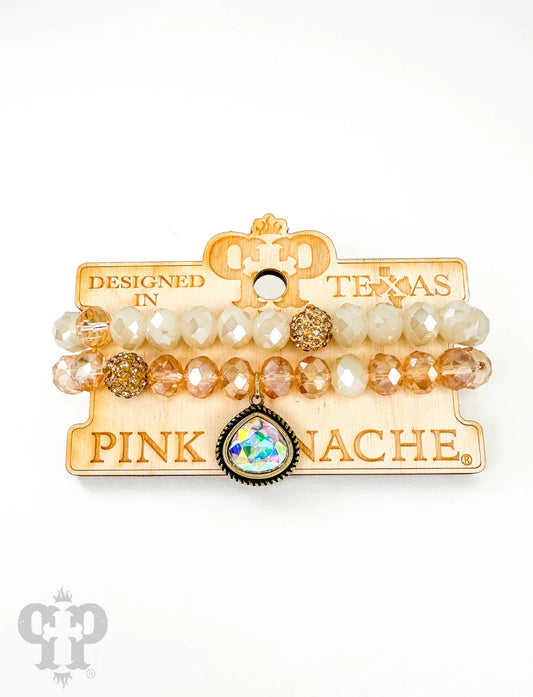 Bead Bracelet Set With Rope Charm Accent