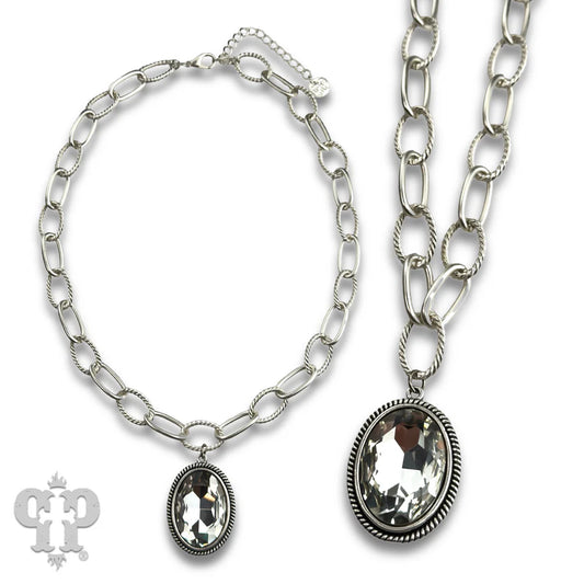 Large Oval Pendant Necklace