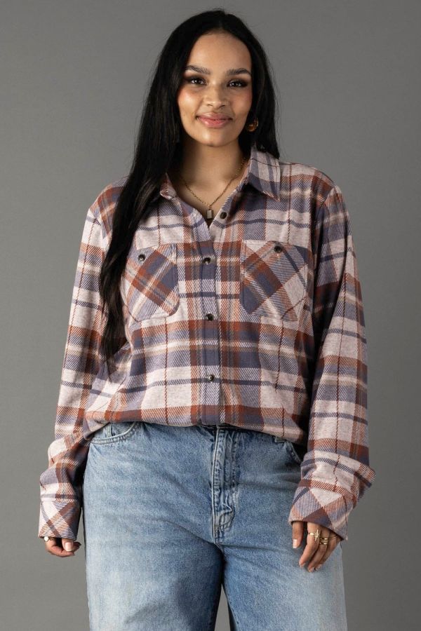 Rust and Blue Soft Flannel Button Up