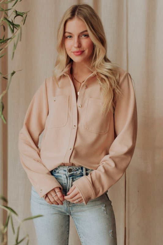 Soft Stretchy Ribbed Flannel Button Up (Multiple Colors)