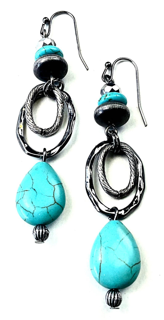 BEADED W/STACKED OVAL RINGS earrings from Lost and Found