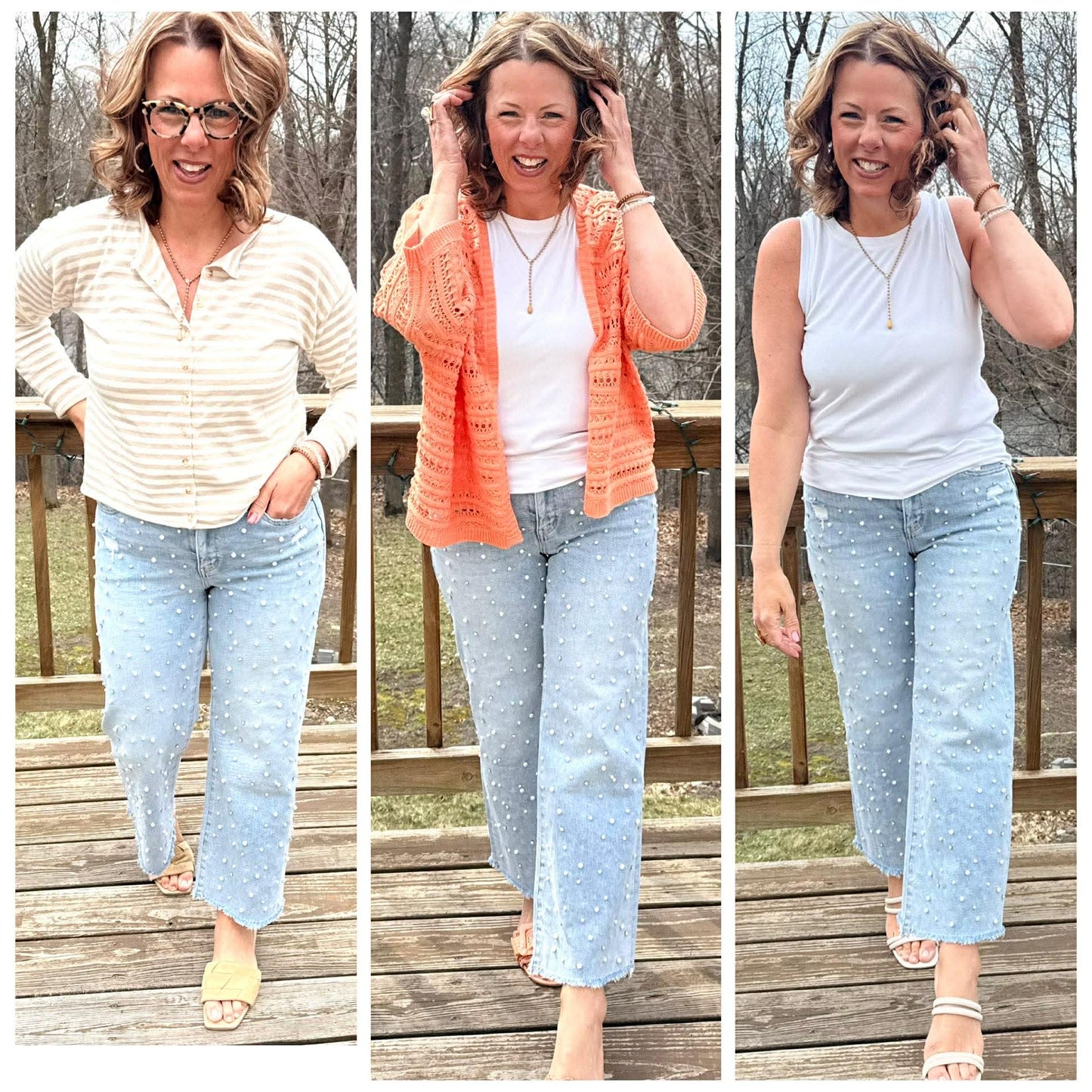Wide Leg Embellished Denim by Mica