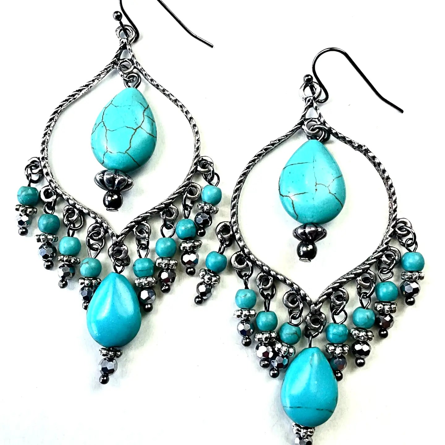 Turquoise Statement Dangle Earrings from Lost and Found