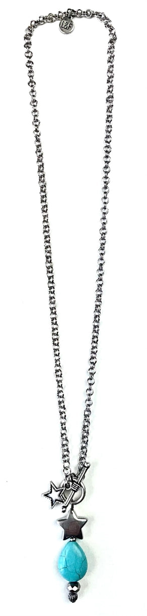 Simple Toggle Silver Star Necklace