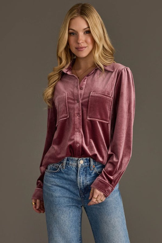 Velvet Button Down by Panache Apparel