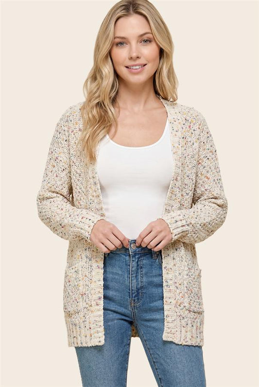 Popcorn Knit Open Front Cardigan by Staccato