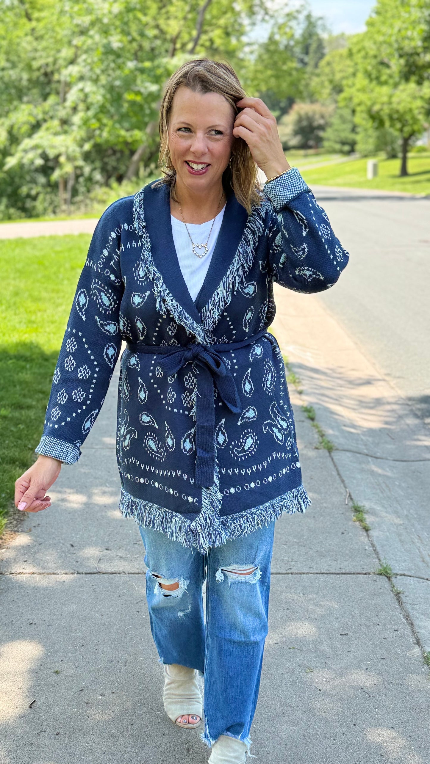 Bandana Cardigan with Removeable Sash