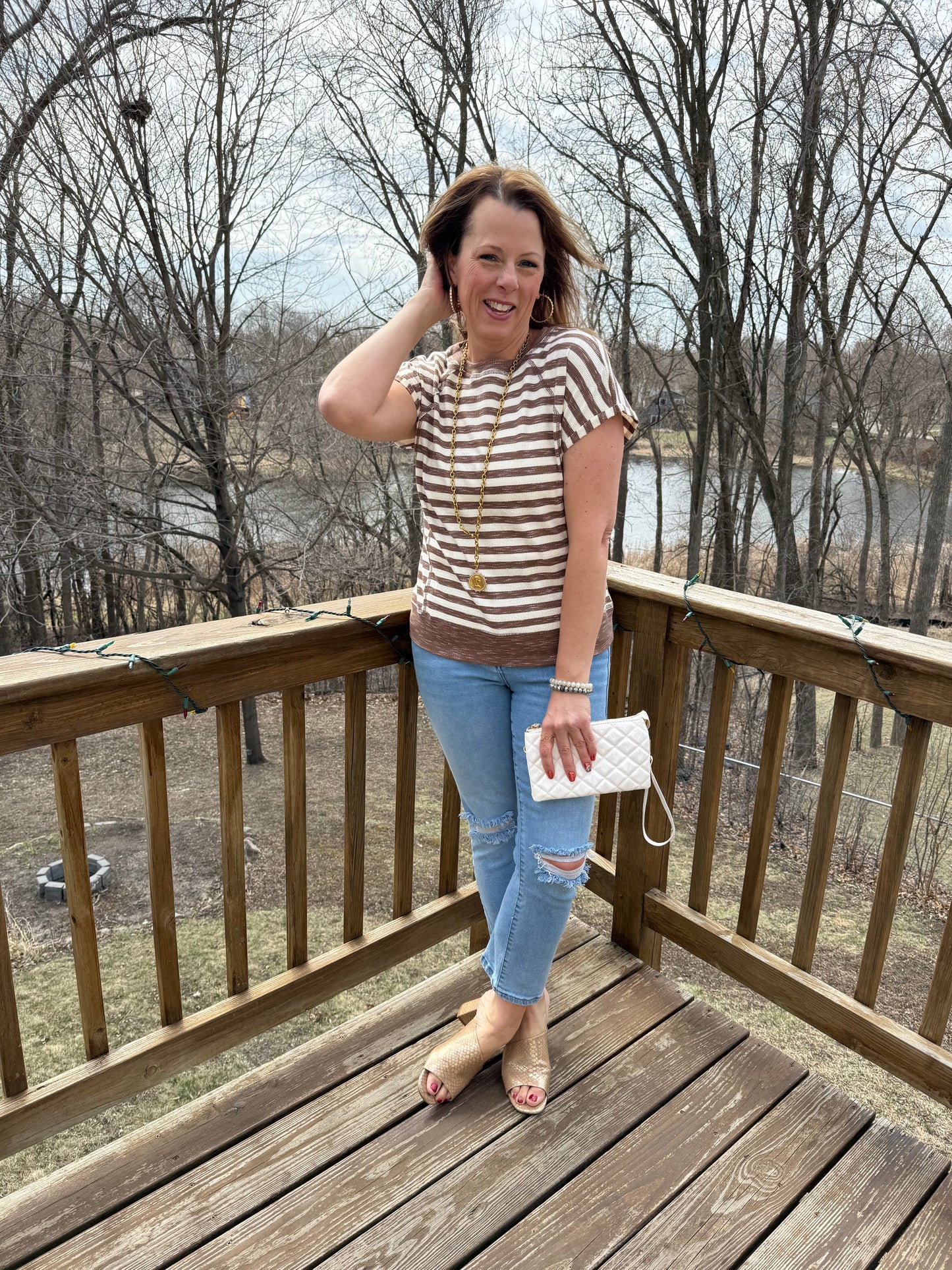 Stripe Waffle Weave Top