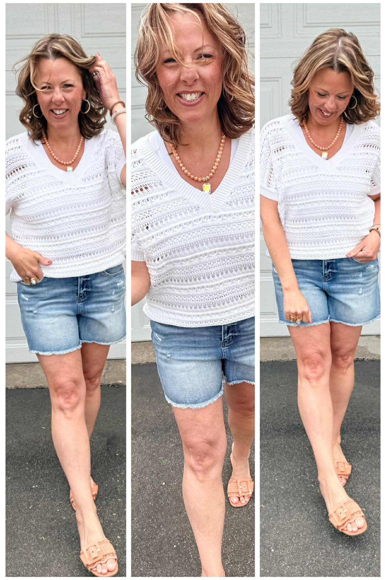Raw Hem Mid Length Shorts by Mica