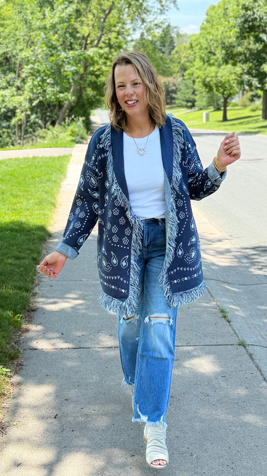 Bandana Cardigan with Removeable Sash