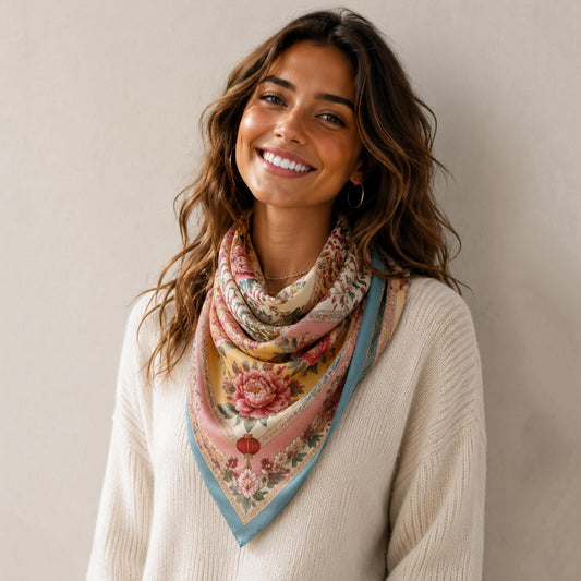 Silky Mahjong Print Bandana Scarf