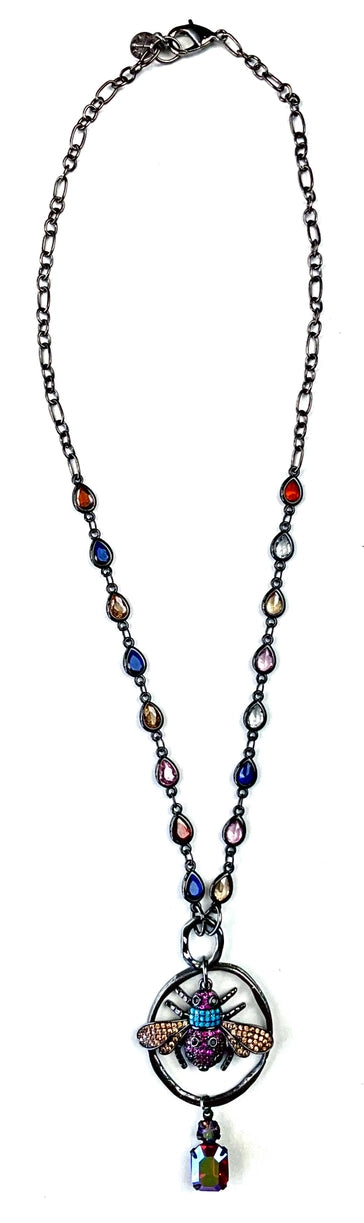 Channel Chain with Pave Bee Necklace