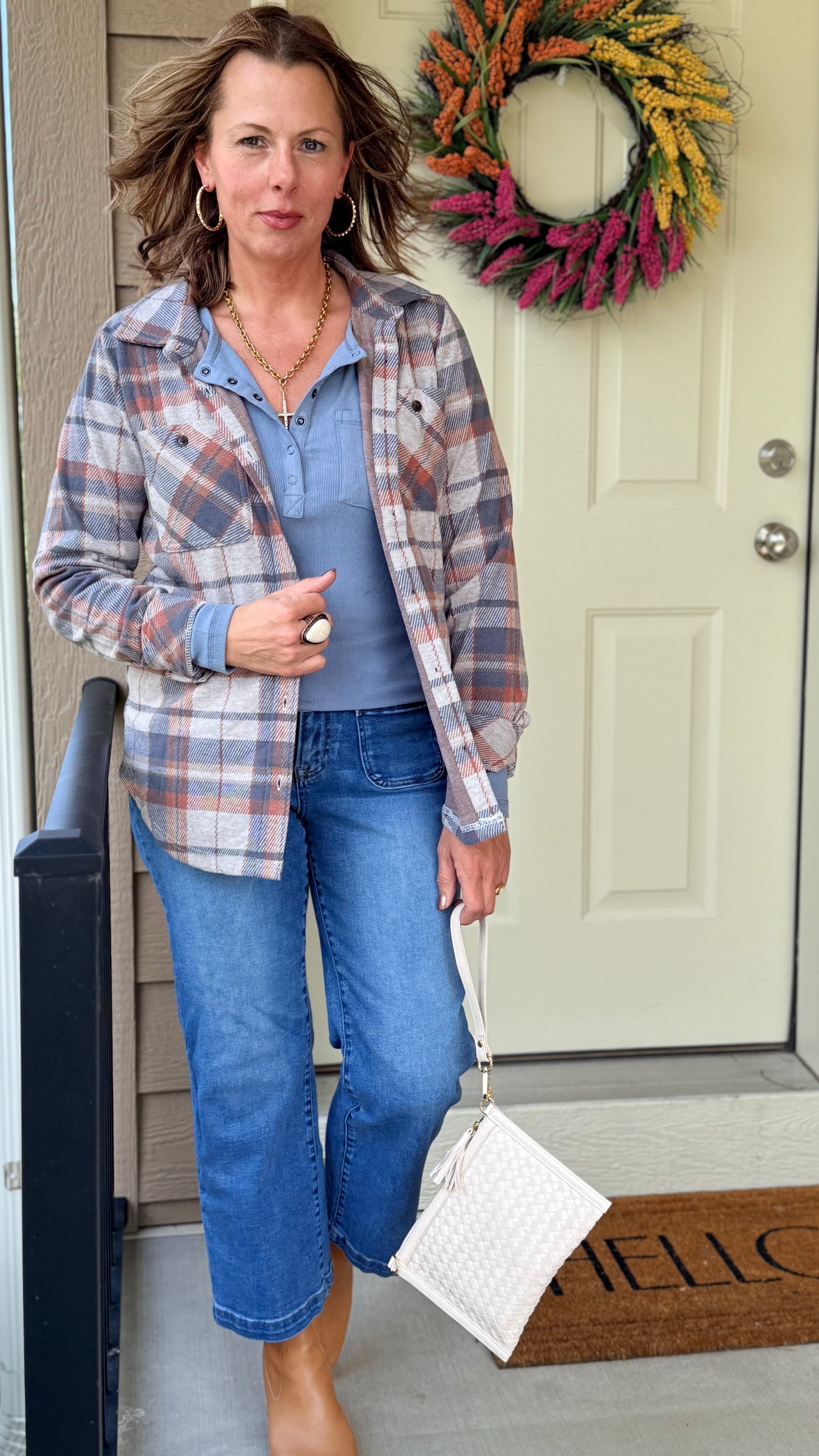 Rust and Blue Soft Flannel Button Up