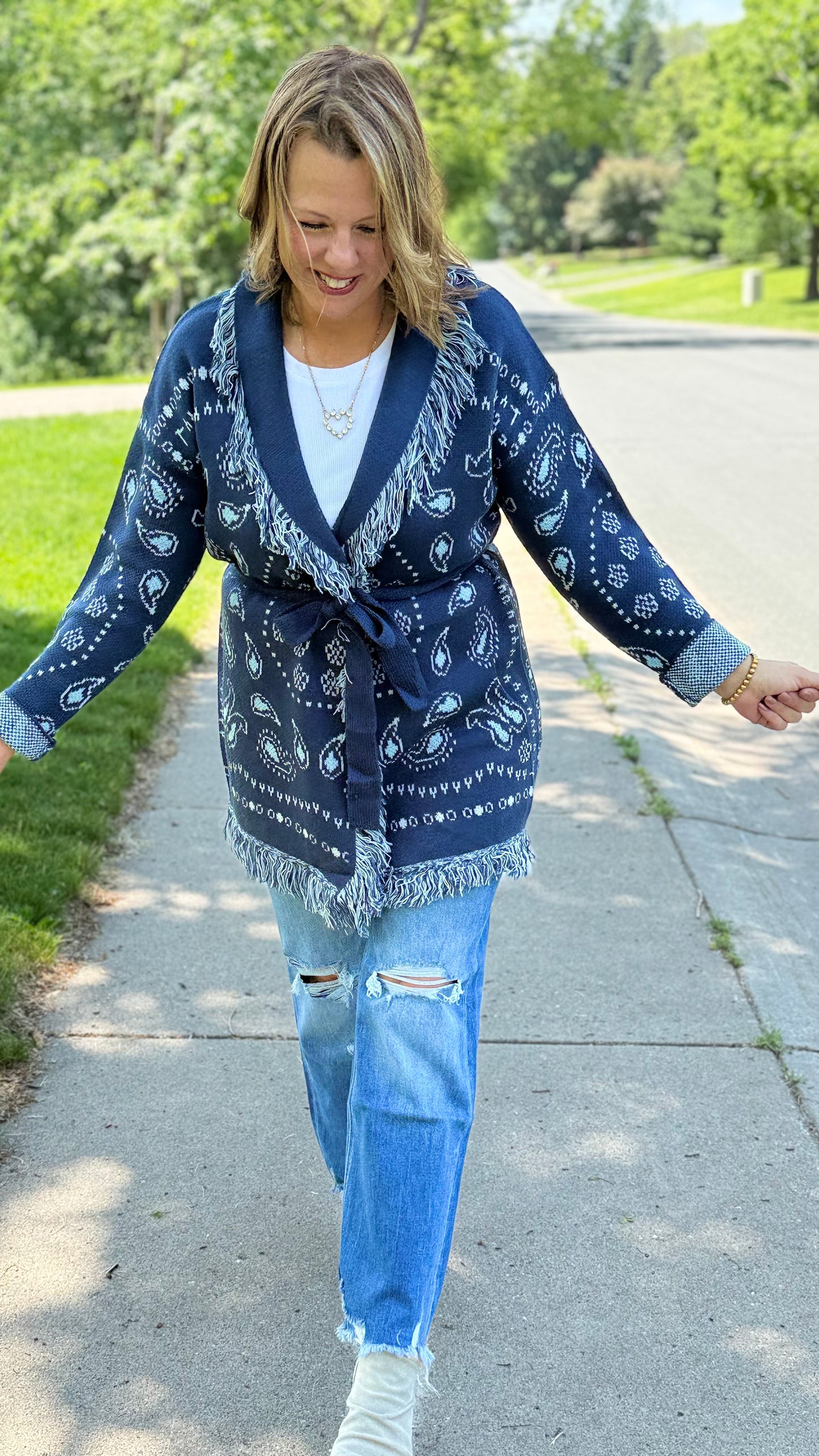 Bandana Cardigan with Removeable Sash