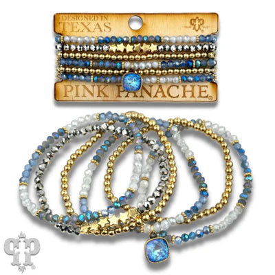 Faceted Star Bracelet Set with Austrian Crystal