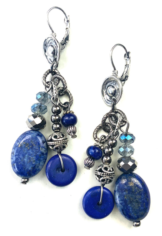 Blue Stone Earrings with Latchback from Lost and Found