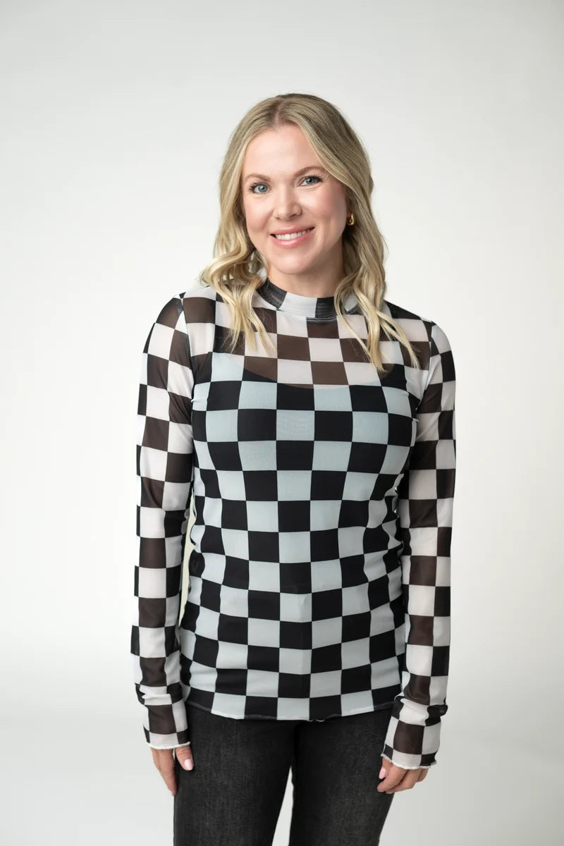 Checkered Mesh Top by Michelle Mae